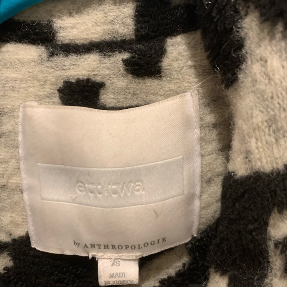 Anthropologie Black & White Houndstooth Belted Trench Coat - Picture 3 of 6